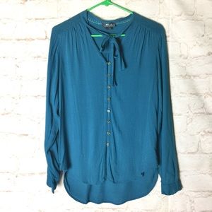 Maeve Tie Neck Textured Blouse